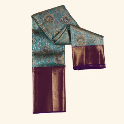 Sea Blue Kanchi Pattu Saree (1)
