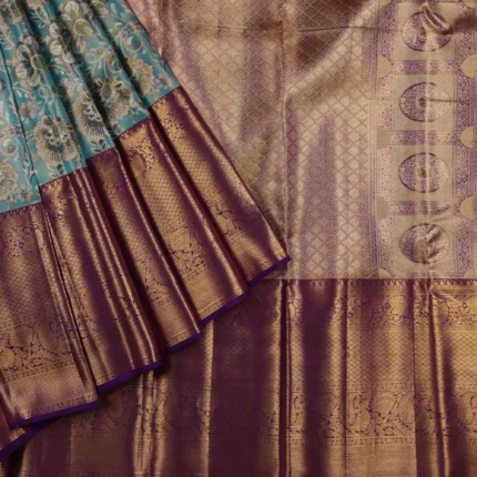 Sea Blue Kanchi Pattu Saree (3)