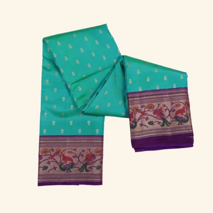 Sea Blue Multi Tone Knchi Pattu Saree (1)