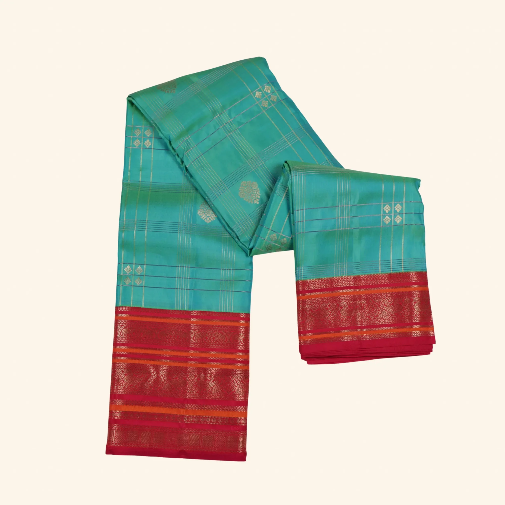 Sea Blue Multi Toned Kanchi Vitage Saree (1) Sea Blue Multi Toned Kanchi Vitage Saree (1)