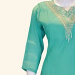 Sea Blue Roman Silk Kurti Set (5)