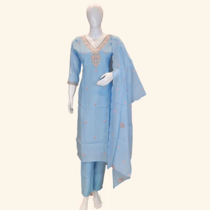 Sky Blue Straight Cut Dress (1)