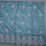 Slate Blue Embroidered Tissue Saree (2)