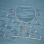 Slate Blue Embroidered Tissue Saree (4)
