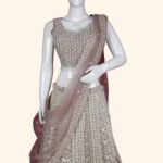 Taupe Mauve & Silver Sequined Lattice Designer Lehenga (2)