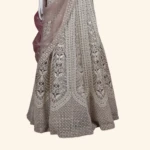Taupe Mauve & Silver Sequined Lattice Designer Lehenga (3)