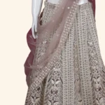 Taupe Mauve & Silver Sequined Lattice Designer Lehenga (4)