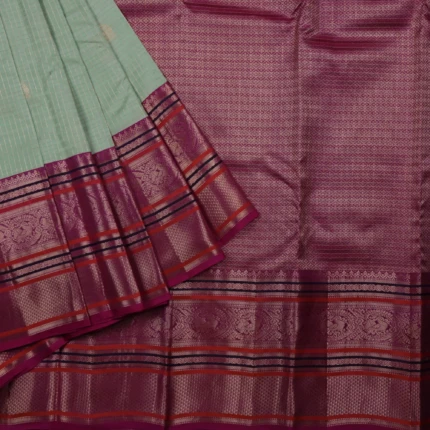 Teal Green Kanchi Pattu Saree (3)