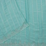 turquoise Shimmer Georgette Saree (3)