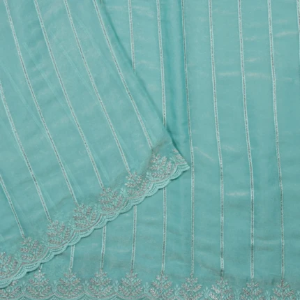 turquoise Shimmer Georgette Saree (3)