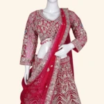Vibrant Magenta Sequined Embroidered Bridal Lehenga (2)