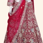 Vibrant Magenta Sequined Embroidered Bridal Lehenga (4)