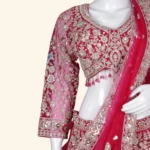 Vibrant Magenta Sequined Embroidered Bridal Lehenga (5)