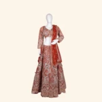 Vibrant Orange & Silver Sequined Bridal Lehenga (1)
