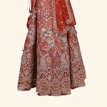 Vibrant Orange & Silver Sequined Bridal Lehenga (3)