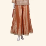 Warm Copper Peach Tissue Silk Sharara Set (3)