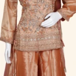 Warm Copper Peach Tissue Silk Sharara Set (4)