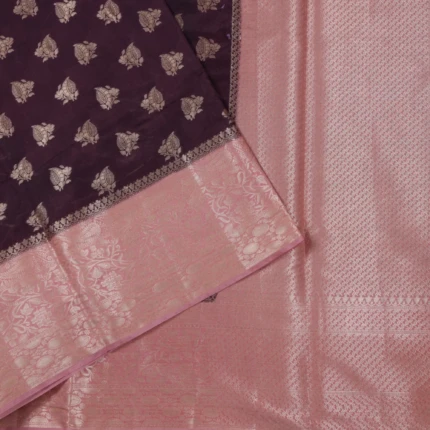 Wine & Dusty Rose Zari Woven Silk Saree (2)