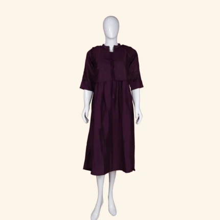 Wine Layered Long Frock (1)