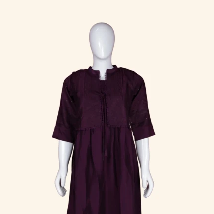 Wine Layered Long Frock (2)