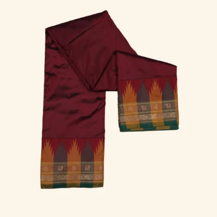 Wine Temple Border Kanchi Pattu Saree (1)