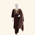 Wine Vichithra Silk Kurti Set (1)