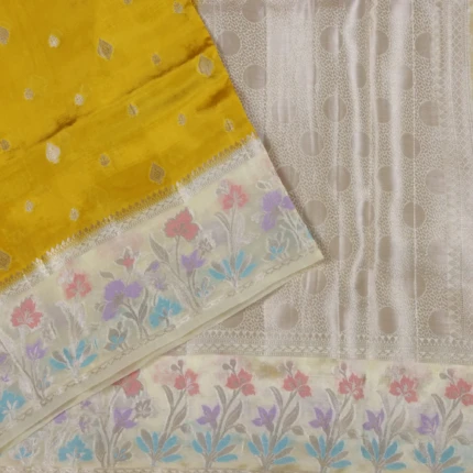 Yellow Green Mango Fancy Saree (3)